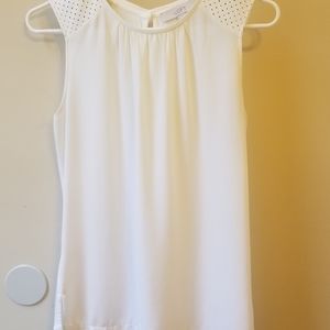 LOFT white mixed media sleeveless shell size XS